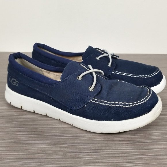 UGG Kids Boy's Anchor Slip on Boat Shoes, Navy Canvas, Little Kid Size 3 US / 33 - Picture 3 of 12